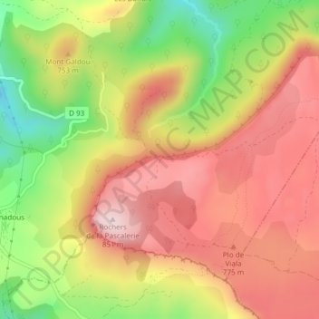 Topografische Karte Pas Farrat, Höhe, Relief