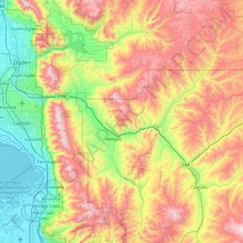 Topografische Karte Morgan County, Höhe, Relief