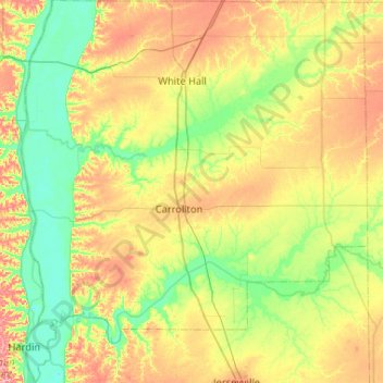 Topografische Karte Greene County, Höhe, Relief