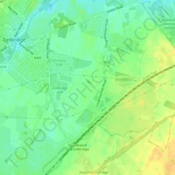 Topografische Karte Loughlinstown, Höhe, Relief