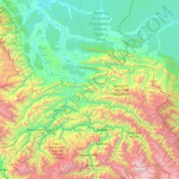Topografische Karte Echarate, Höhe, Relief