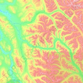 Topografische Karte Big Salmon River, Höhe, Relief