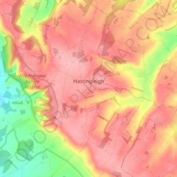 Topografische Karte Hastingleigh, Höhe, Relief