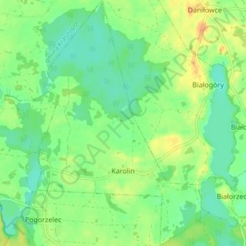 Topografische Karte Karolin, Höhe, Relief
