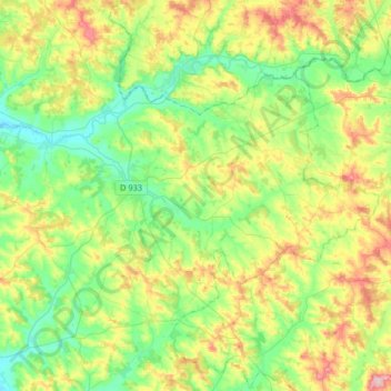 Topografische Karte Communauté de communes du Pays de Lauzun, Höhe, Relief