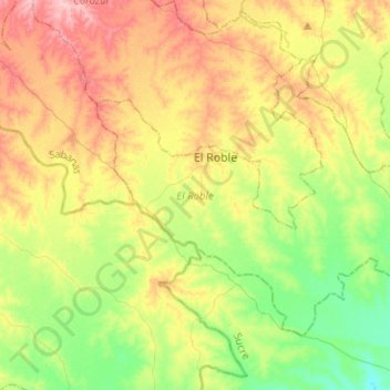 Topografische Karte El Roble, Höhe, Relief