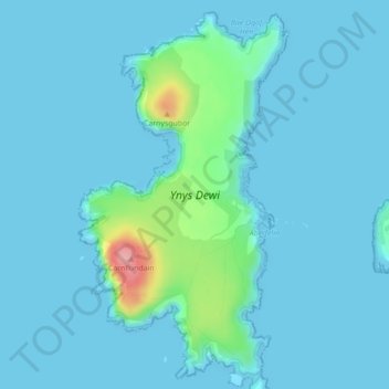 Topografische Karte Ramsey Island, Höhe, Relief