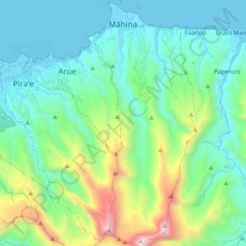 Topografische Karte Mahina, Höhe, Relief