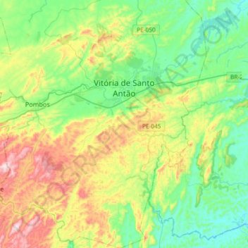 Topografische Karte Vitória de Santo Antão, Höhe, Relief