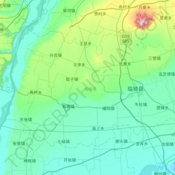 Topografische Karte 临猗县, Höhe, Relief