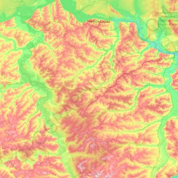 Topografische Karte Tschuwaschien, Höhe, Relief