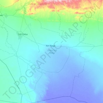 Topografische Karte Daïra Sidi Okba, Höhe, Relief