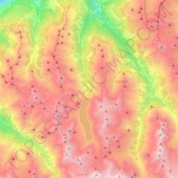 Topografische Karte Hérémence, Höhe, Relief