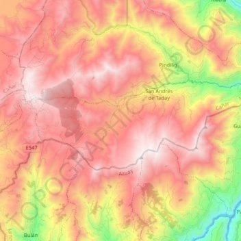 Topografische Karte Taday, Höhe, Relief