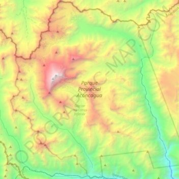 Topografische Karte Parque Provincial Aconcagua, Höhe, Relief