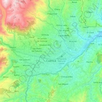 Topografische Karte Cuenca, Höhe, Relief