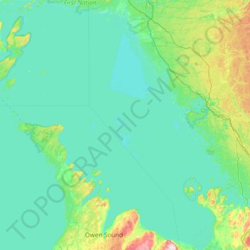 Topografische Karte Baie Georgienne, Höhe, Relief