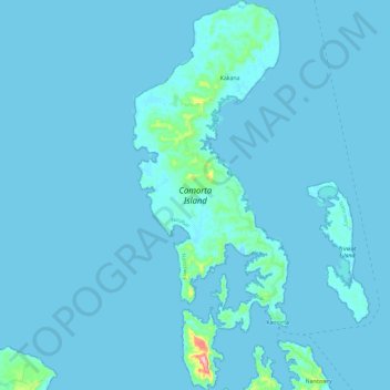 Topografische Karte Camorta Island, Höhe, Relief