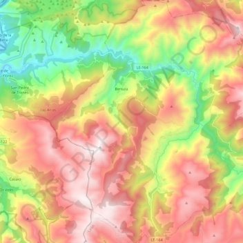 Topografische Karte Benuza, Höhe, Relief
