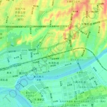 Topografische Karte Xiaowan Subdistrict, Höhe, Relief