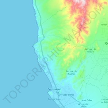 Topografische Karte Cerro Azul, Höhe, Relief
