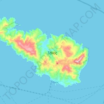 Topografische Karte Tinos, Höhe, Relief