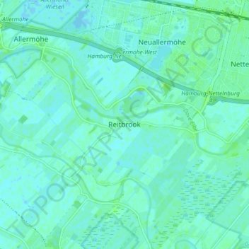 Topografische Karte Reitbrook, Höhe, Relief
