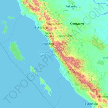 Topografische Karte Sumatra Barat, Höhe, Relief