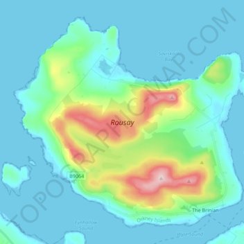 Topografische Karte Rousay, Höhe, Relief