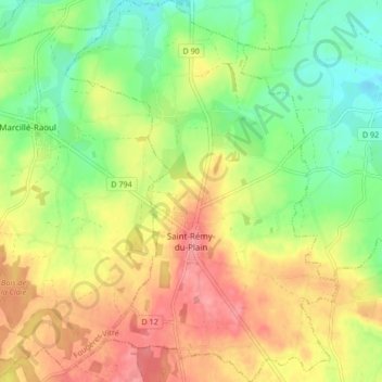 Topografische Karte Saint-Rémy-du-Plain, Höhe, Relief