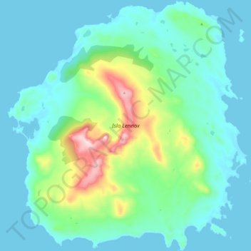 Topografische Karte Isla Lennox, Höhe, Relief