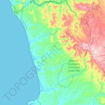 Topografische Karte Parroquia Manglaralto, Höhe, Relief