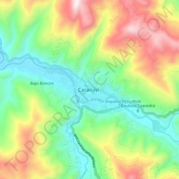 Topografische Karte Caranavi, Höhe, Relief