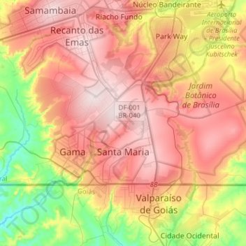 Topografische Karte Santa Maria, Höhe, Relief