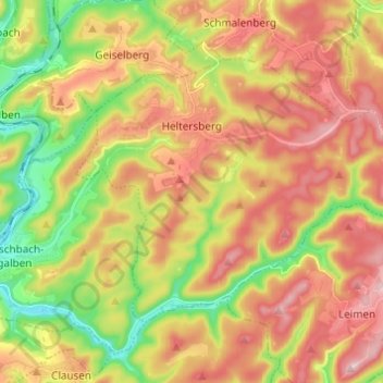 Topografische Karte Heltersberg, Höhe, Relief