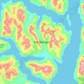 Topografische Karte Isla Nalcayec, Höhe, Relief