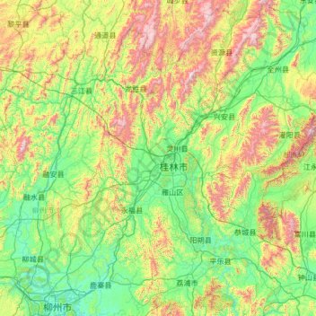 Topografische Karte Guilin, Höhe, Relief