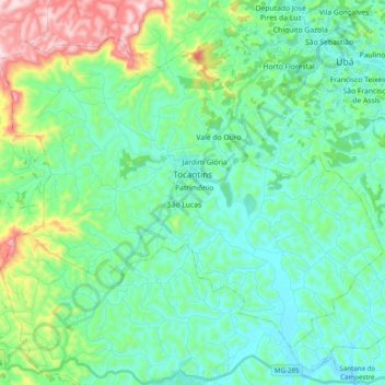 Topografische Karte Tocantins, Höhe, Relief
