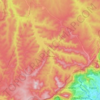 Topografische Karte Cordeaux, Höhe, Relief