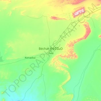 Topografische Karte Béchar, Höhe, Relief