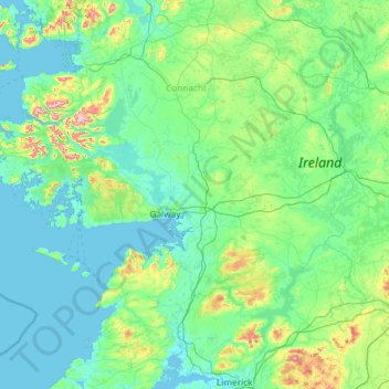Topografische Karte County Galway, Höhe, Relief