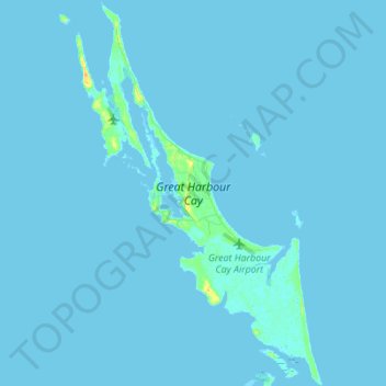 Topografische Karte Great Harbour Cay, Höhe, Relief