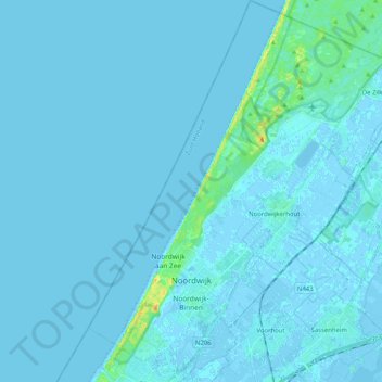 Topografische Karte Noordwijk, Höhe, Relief