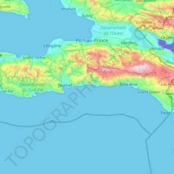 Topografische Karte Südost, Höhe, Relief