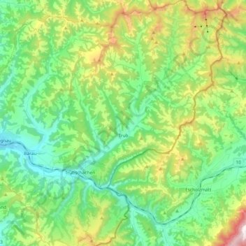 Topografische Karte Trub, Höhe, Relief