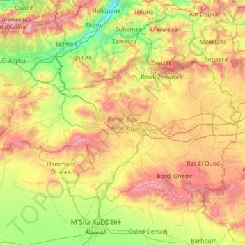 Topografische Karte Bordj Bou Arreridj, Höhe, Relief