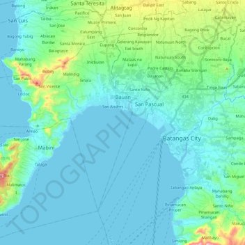 Topografische Karte Bauan, Höhe, Relief