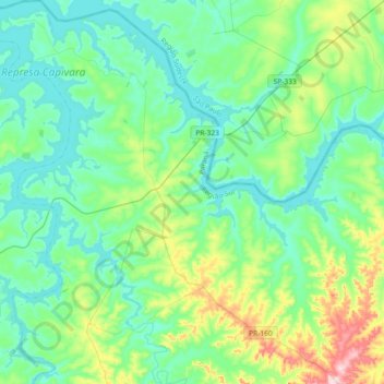 Topografische Karte Sertaneja, Höhe, Relief