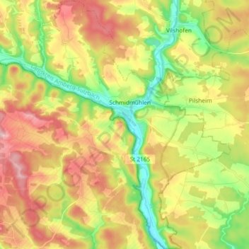 Topografische Karte Schmidmühlen, Höhe, Relief