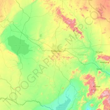 Topografische Karte Dodoma, Höhe, Relief